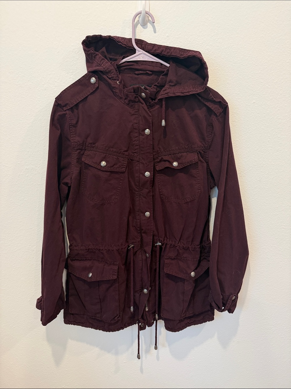 Buffalo David Bitton Women's Hooded Utility Jacket in Burgundy